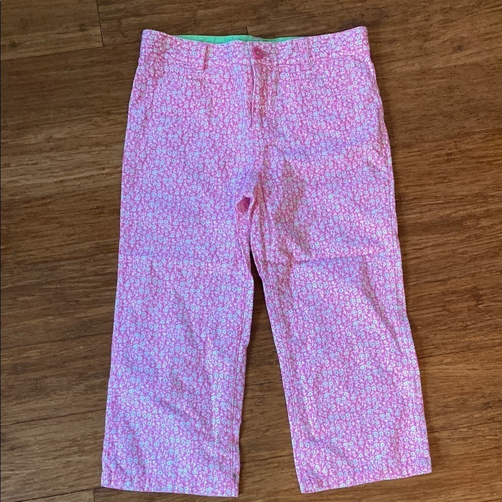 Lilly Pulitzer Pink Floral Capri - girls - size 8 - adjustable waist - like new